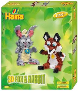 Confezione regalo hama beads - Coniglio e volpe 3d