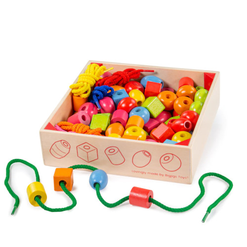TRUEIN 32 Perline da Infilare Bambini 2-5 Anni, Animali in Legno Montessori, Giocattoli Educativi, Regalo di Compleanno per Ragazzi e Ragazze